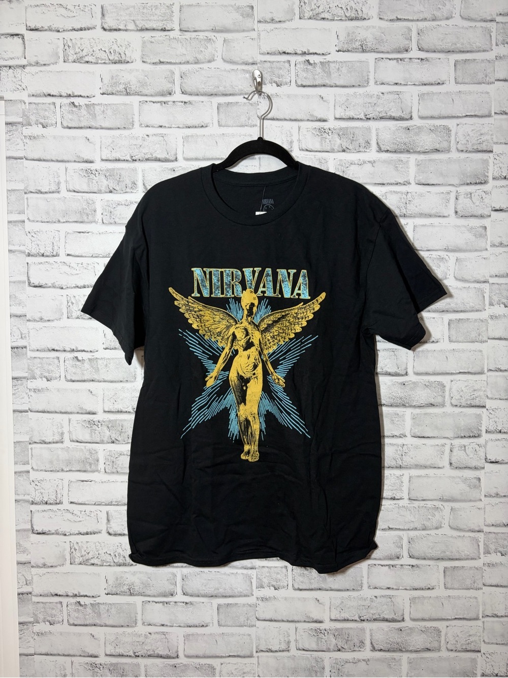NIRVANA Black Tee with White Logo Unisex Rare